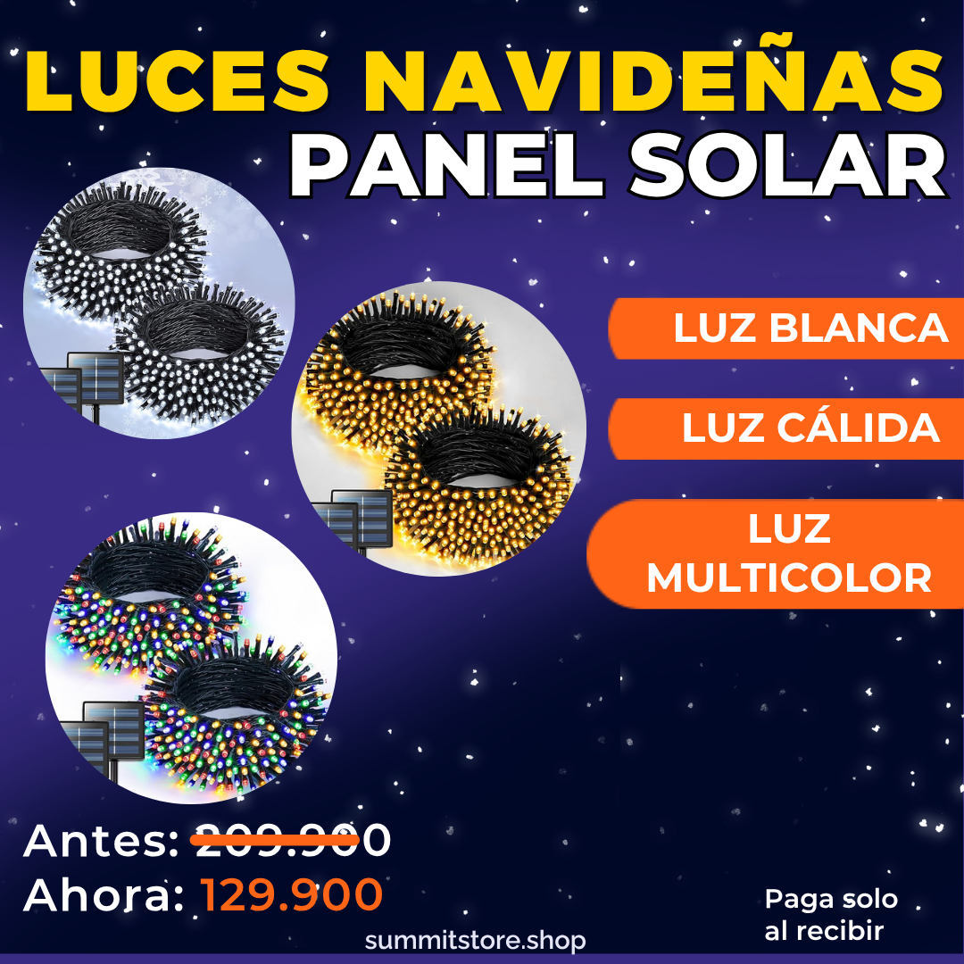LUCES NAVIDEÑAS CON PANEL SOLAR PAGA 20 MTS LLEVA 40MTS