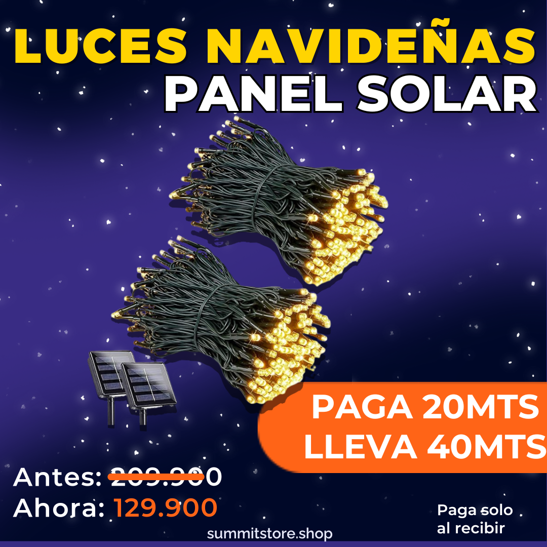 LUCES NAVIDEÑAS CON PANEL SOLAR PAGA 20 MTS LLEVA 40MTS
