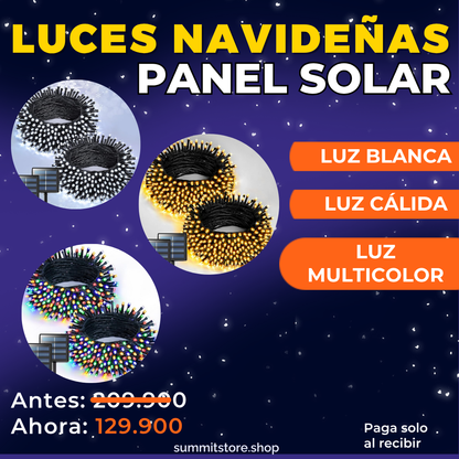 LUCES NAVIDEÑAS CON PANEL SOLAR PAGA 20 MTS LLEVA 40MTS