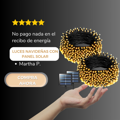LUCES NAVIDEÑAS CON PANEL SOLAR PAGA 20 MTS LLEVA 40MTS