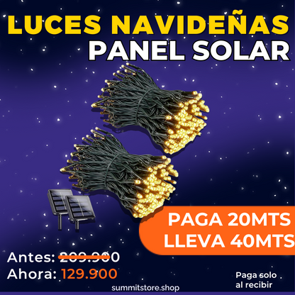 LUCES NAVIDEÑAS CON PANEL SOLAR PAGA 20 MTS LLEVA 40MTS